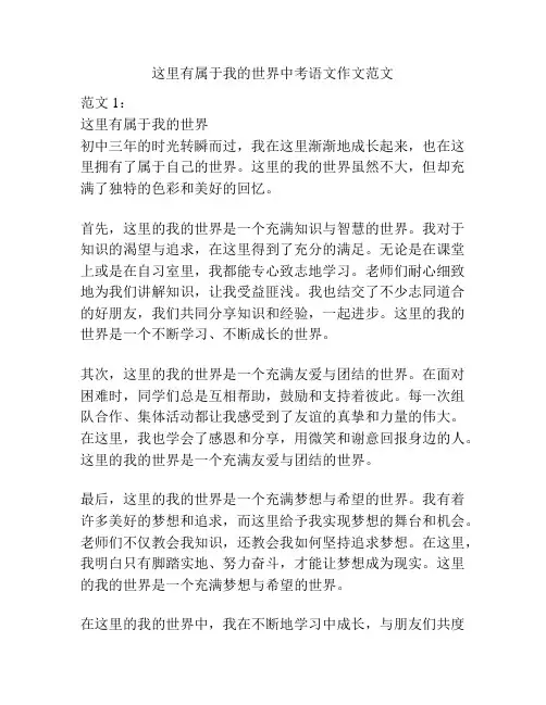 这里有属于我的世界中考语文作文范文