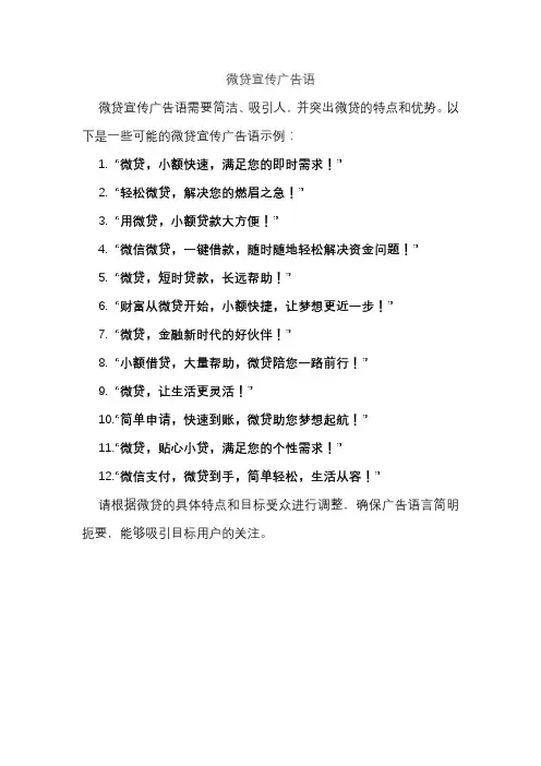 微贷宣传广告语