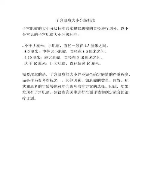 子宫肌瘤大小分级标准