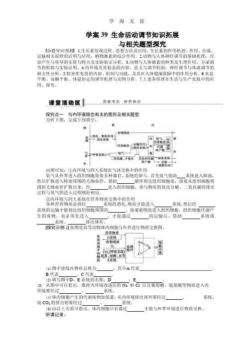 《步步高》高考生物大一轮复习学案+作业第八单元专题学案39生命活动调节知识拓展.pptx