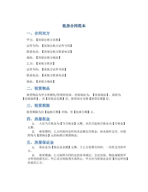 租房合同范本图片