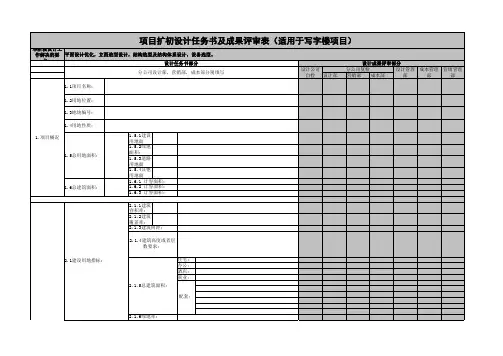 项目扩初设计任务书及成果评审表(适用于写字楼项目)