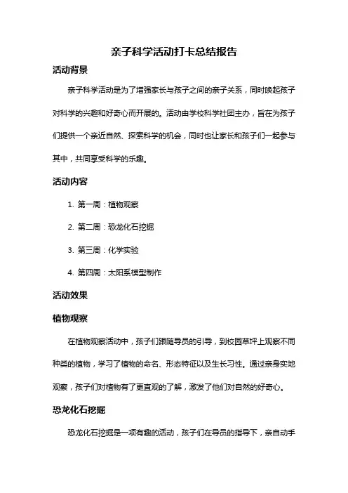 亲子科学活动打卡总结报告