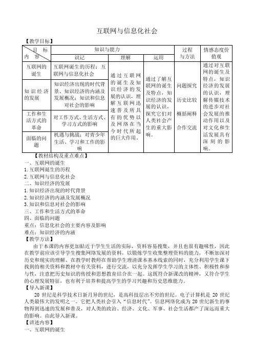 新人教版高中历史必修3互联网与信息化社会