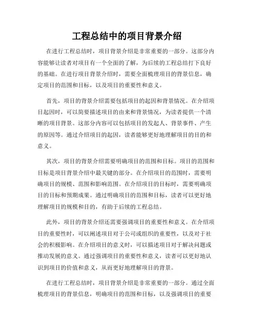 工程总结中的项目背景介绍