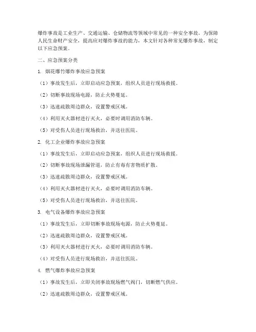 各种常见爆炸事故应急预案