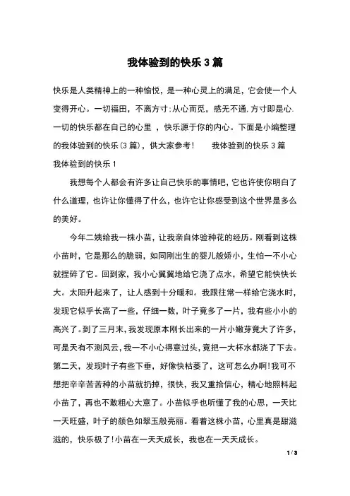 我体验到的快乐3篇
