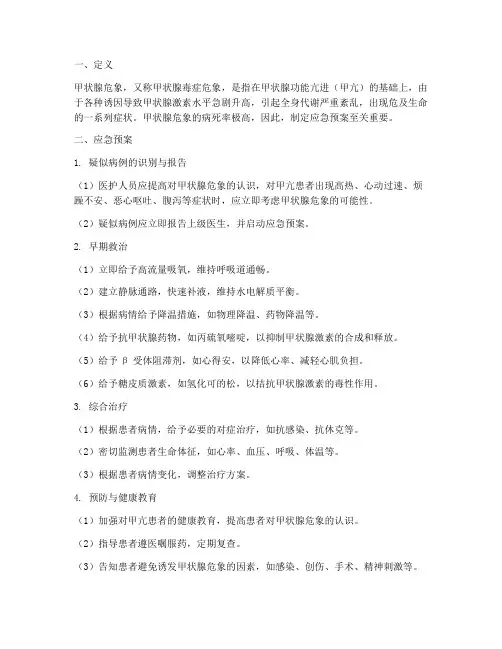 甲状腺危象发生应急预案