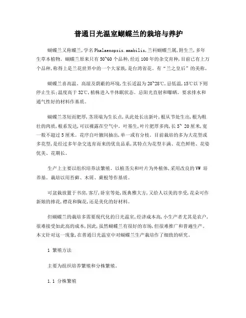 普通日光温室蝴蝶兰的栽培与养护