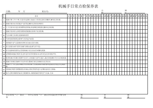 机械手日常点检表