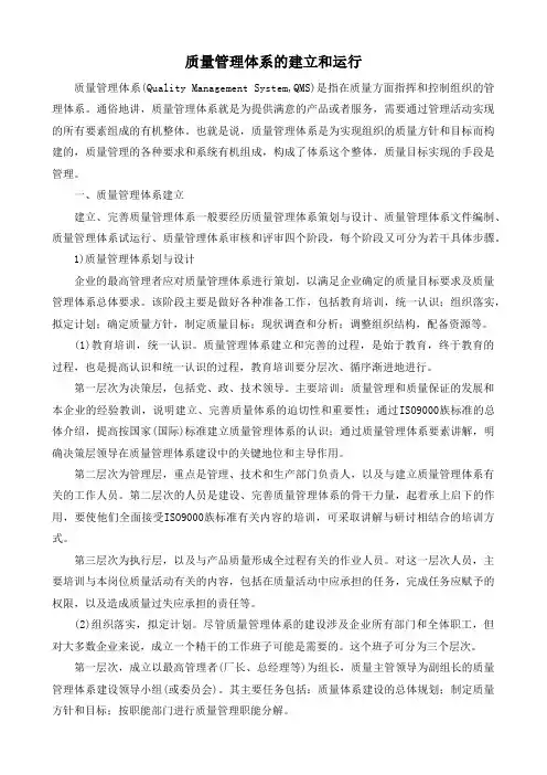 质量管理体系的建立和运行