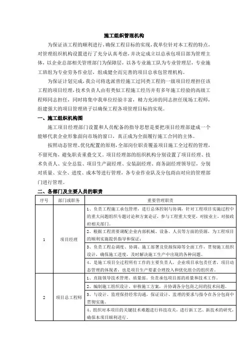 施工组织管理机构