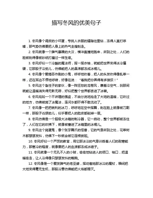 描写冬风的优美句子