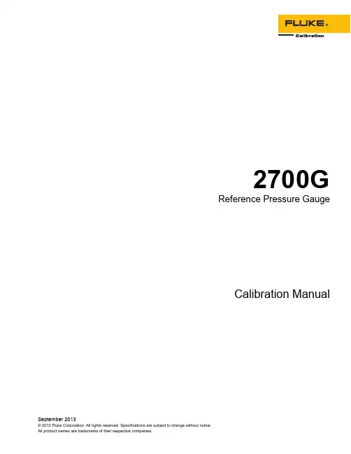Fluke 2700G 压力表校准手册说明书