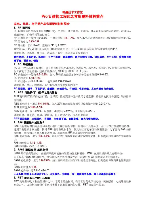常用塑料材料简介&面试问题