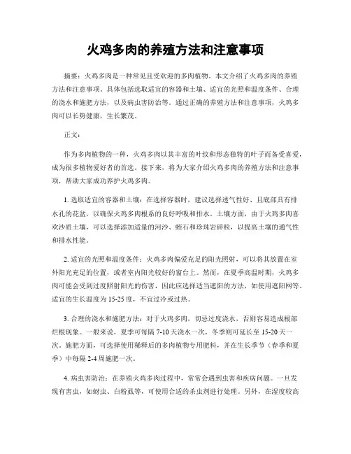 火鸡多肉的养殖方法和注意事项