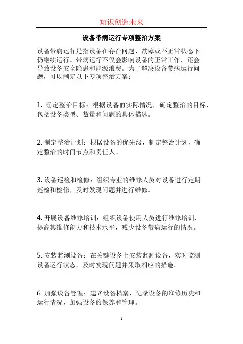 设备带病运行专项整治方案 (2)