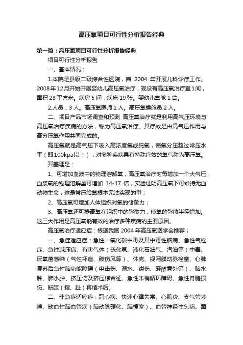 高压氧项目可行性分析报告经典
