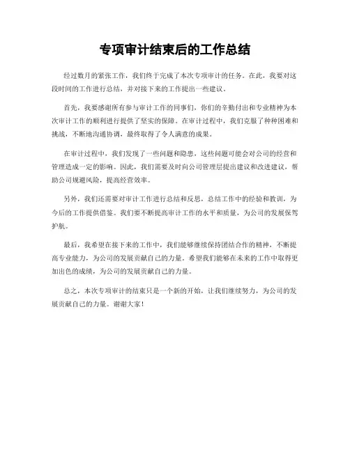 专项审计结束后的工作总结