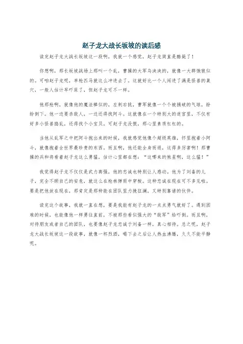 赵子龙大战长坂坡的读后感