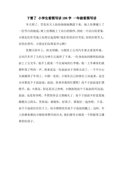 下雪了 小学生看图写话100字 一年级看图写话