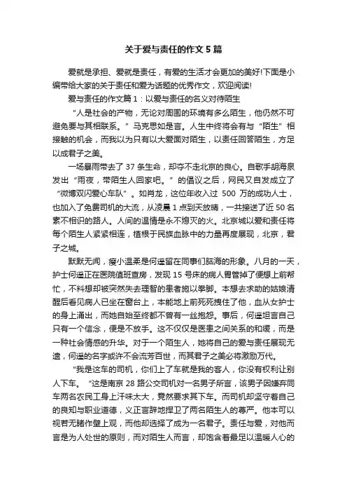 关于爱与责任的作文5篇