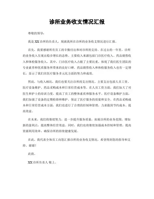 诊所业务收支情况汇报