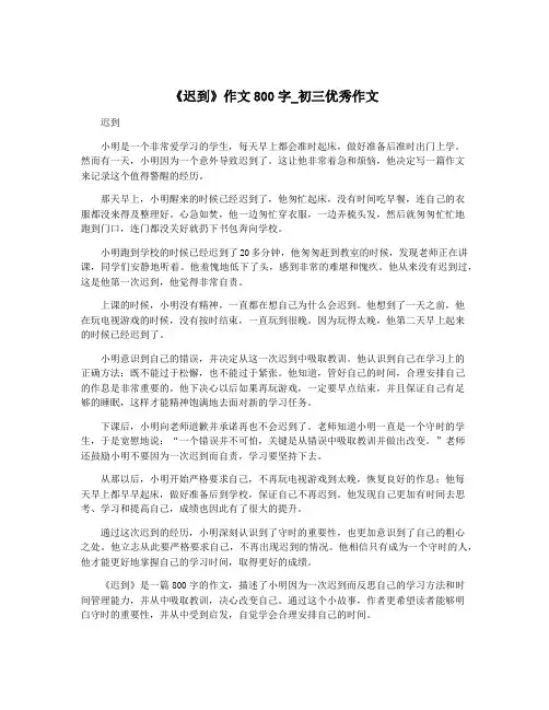 《迟到》作文800字_初三优秀作文