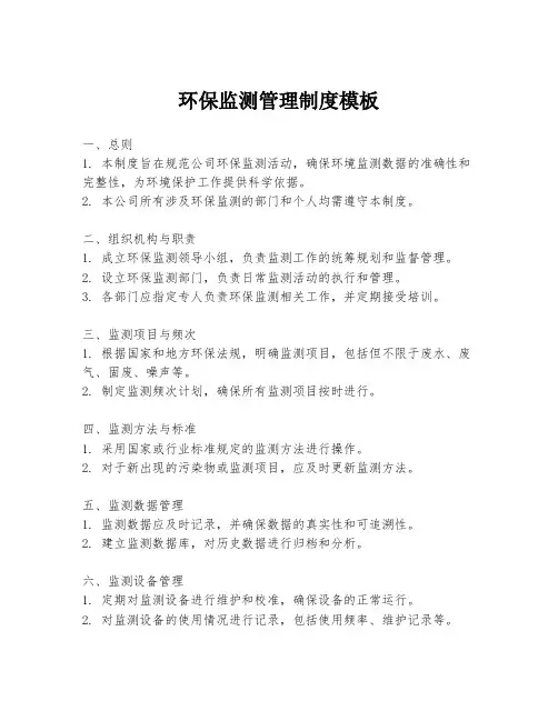 环保监测管理制度模板