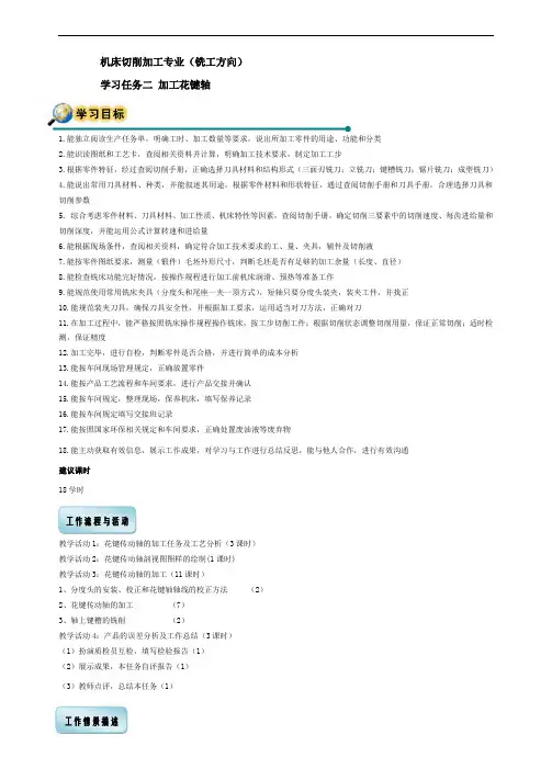花键轴铣削的教案