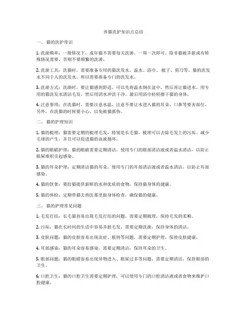 养猫洗护知识点总结