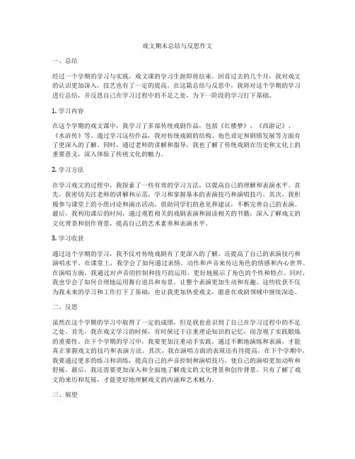 戏文期末总结与反思作文