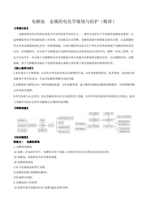 高考化学电解池金属的电化学腐蚀与防护一轮复习训练(原卷版)