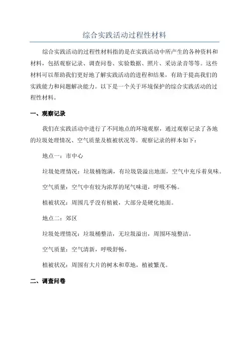 综合实践活动过程性材料
