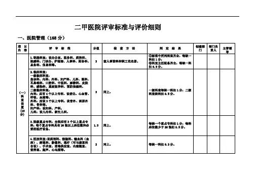 二甲医院评审标准与评价细则