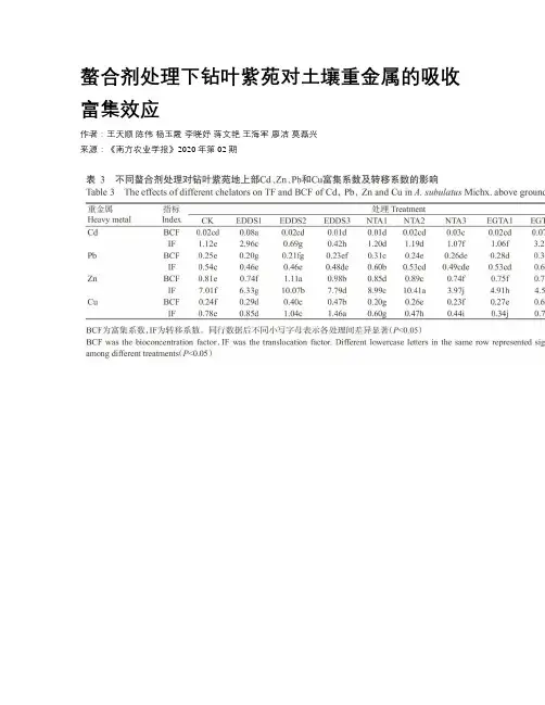 螯合剂处理下钻叶紫苑对土壤重金属的吸收富集效应