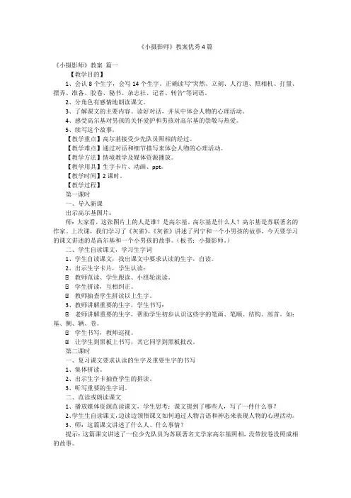 《小摄影师》教案优秀4篇