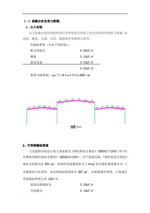 门式刚架荷载计算及内力组合
