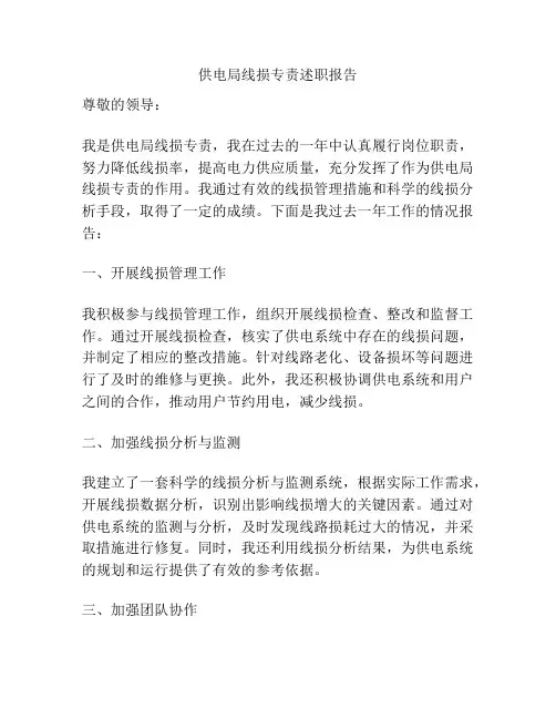 供电局线损专责述职报告