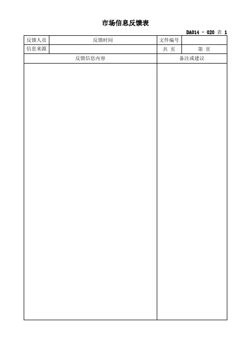 新产品开发用的各类表格