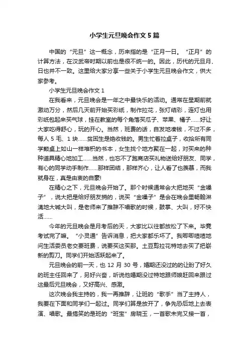 小学生元旦晚会作文5篇