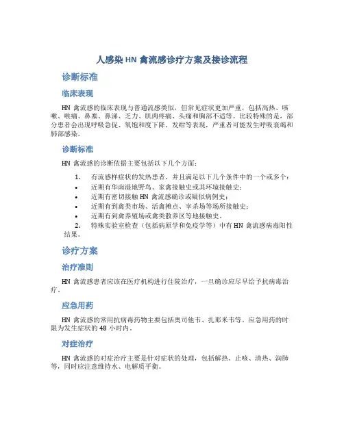人感染HN禽流感诊疗方案及接诊流程