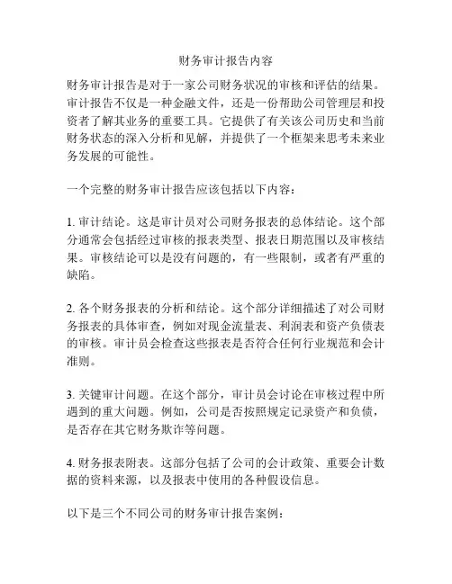 财务审计报告内容