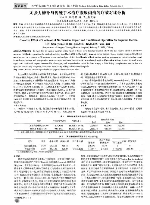 无张力修补与传统手术治疗腹股沟疝的疗效对比分析