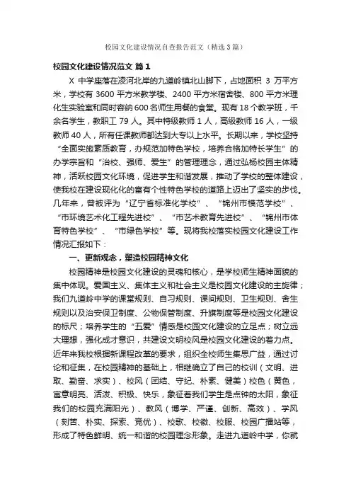 校园文化建设情况自查报告范文（精选3篇）