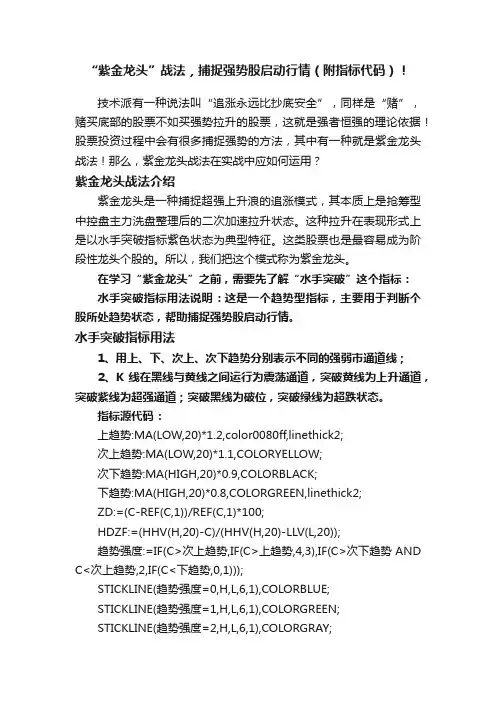 “紫金龙头”战法，捕捉强势股启动行情（附指标代码）！