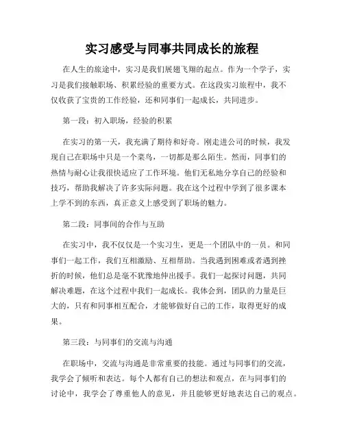 实习感受与同事共同成长的旅程
