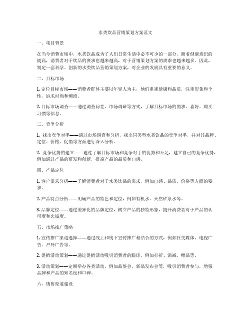 水类饮品营销策划方案范文