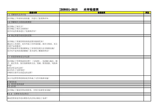 ISO9001-2015 内审检查表 (01)