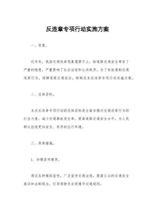 反违章专项行动实施方案